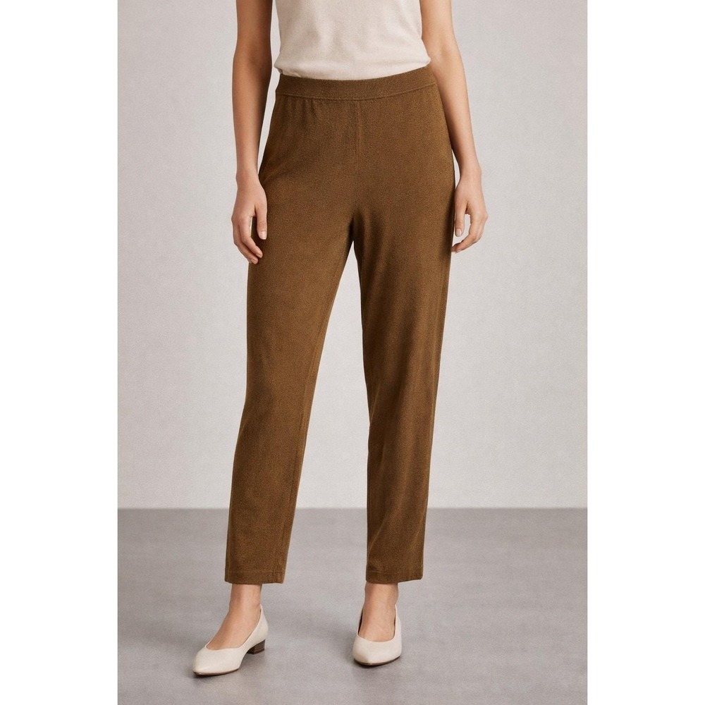 Fenn Wright & Manson Bronze Metallic Knit Tapered Pants Brown Womens Size M